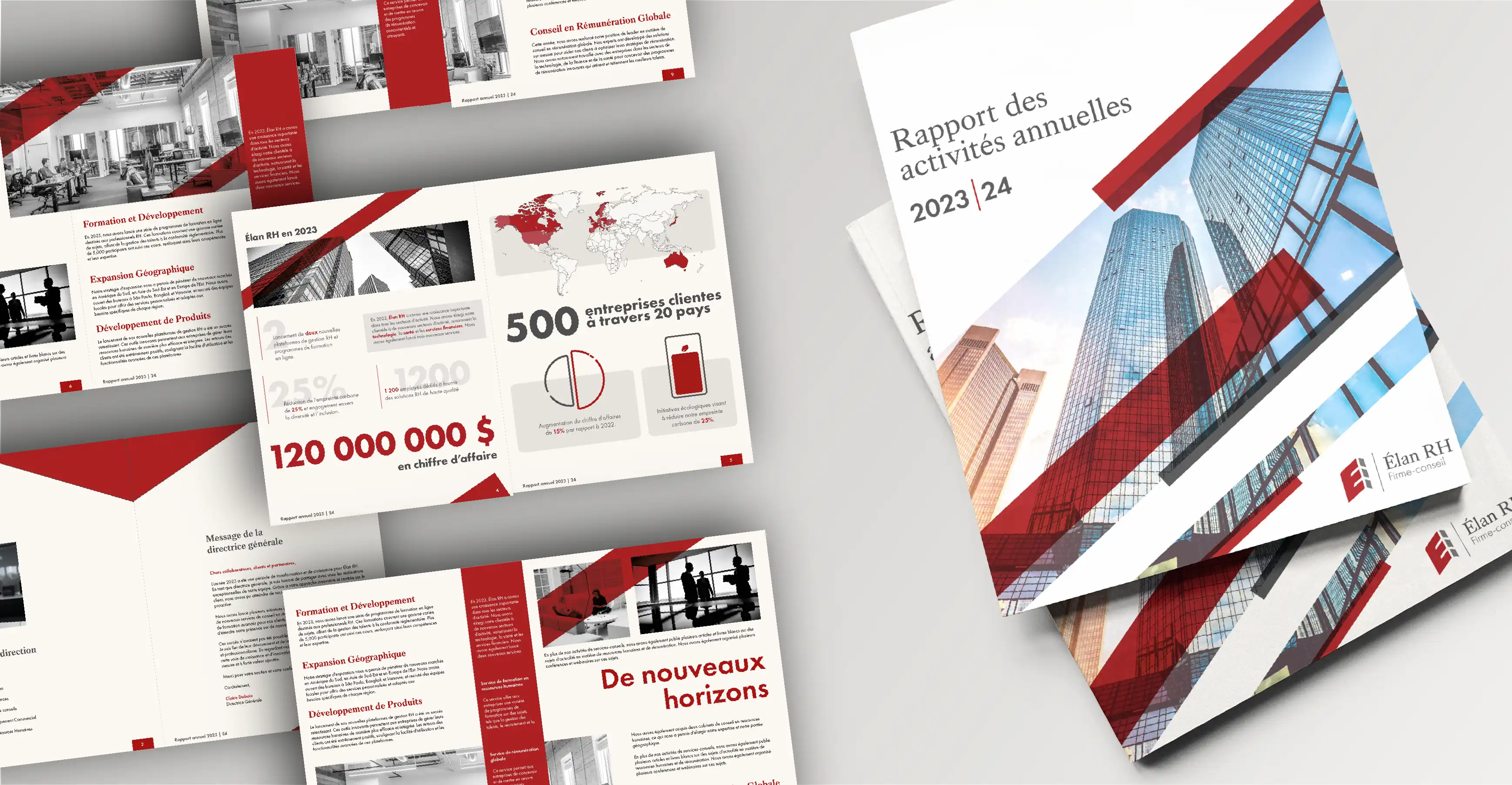 Laurent Richard designer graphique. Rapport annuel Élan RH