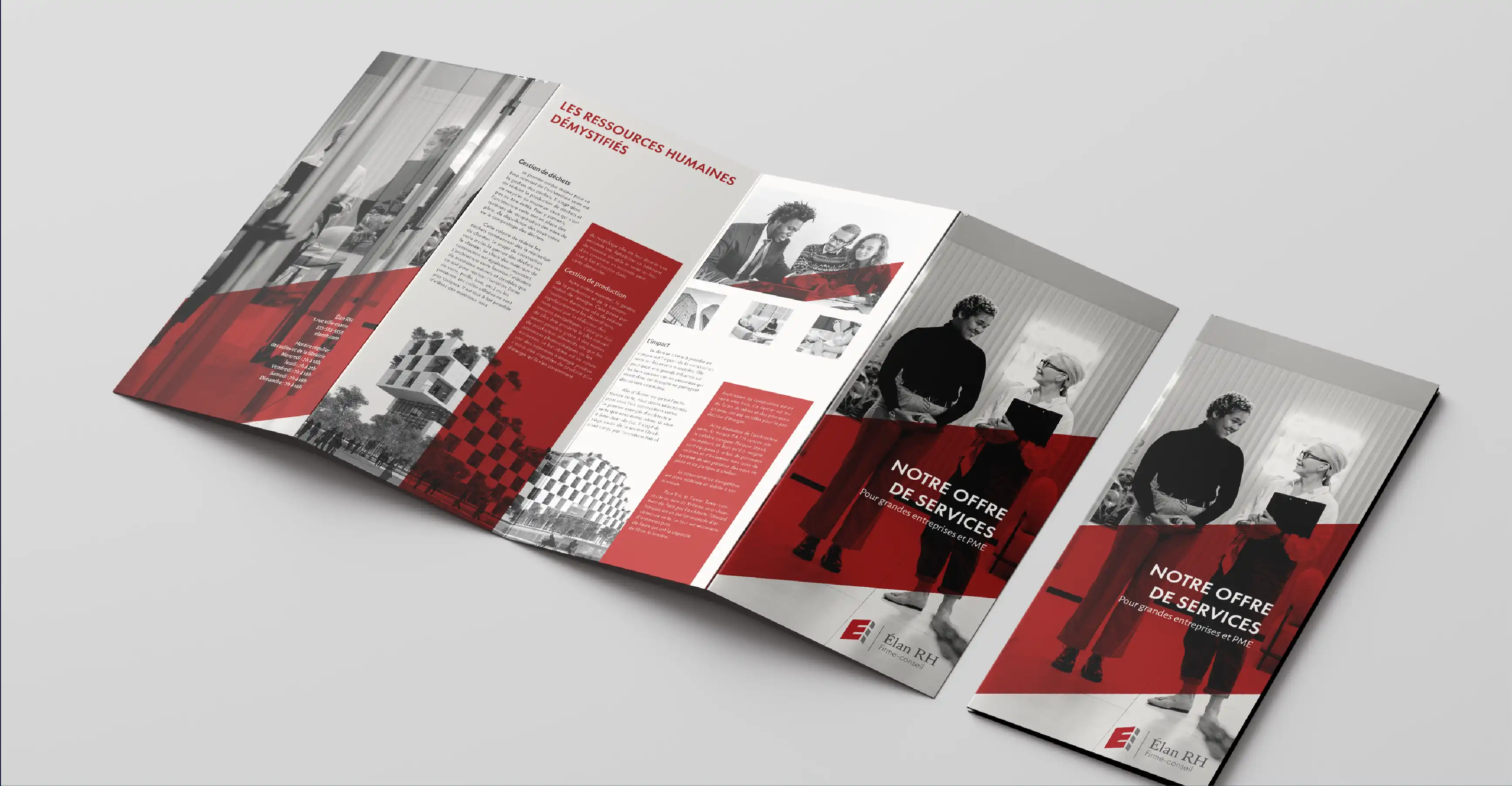 Laurent Richard designer graphique. Dépliant Élan RH identité visuelle