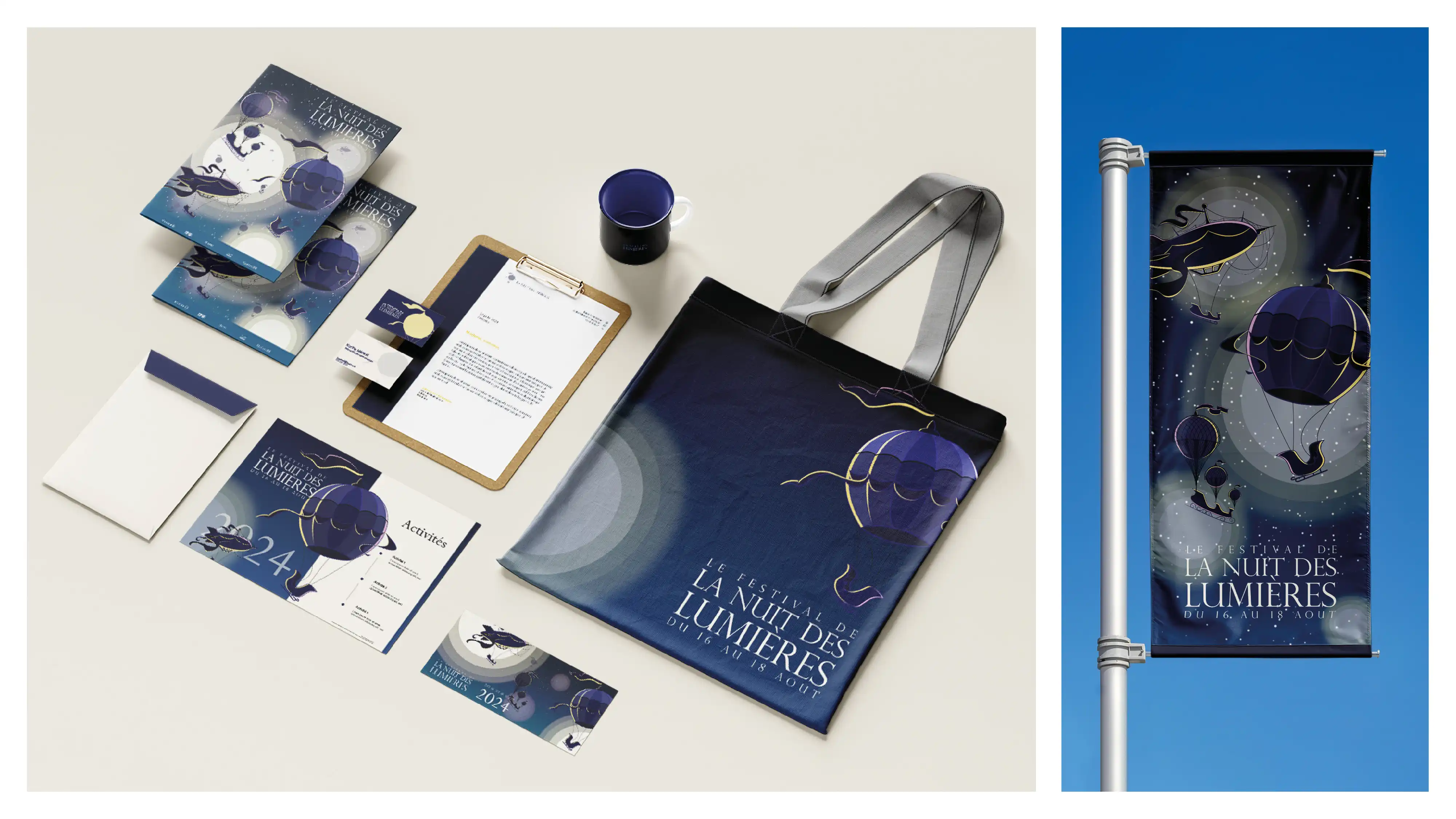 Identité visuelle festival de la nuit des lumières Design de marque par Laurent Richard designer graphique.